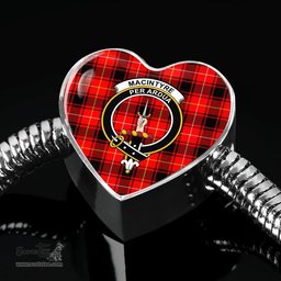 Scottish Macintyre Modern Clan Tartan Bracelet - Heart Shape Pendant Scottish Plaid Tartan Plaid