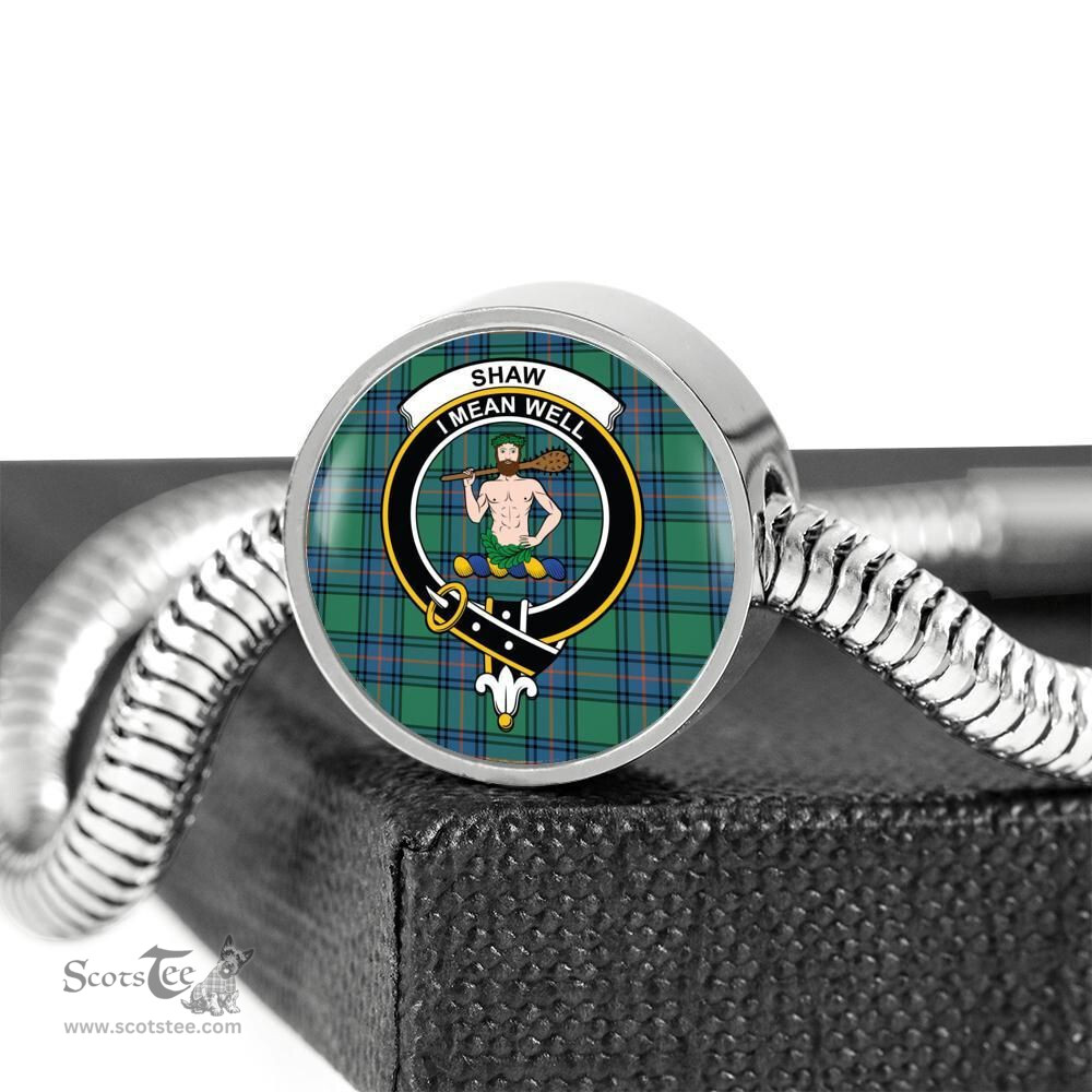 Scottish Shaw Of Sauchie Clan Tartan Bracelet - Round Shape Pendant Scottish Plaid Tartan Plaid