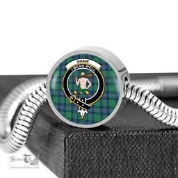 Scottish Shaw Of Sauchie Clan Tartan Bracelet - Round Shape Pendant Scottish Plaid Tartan Plaid