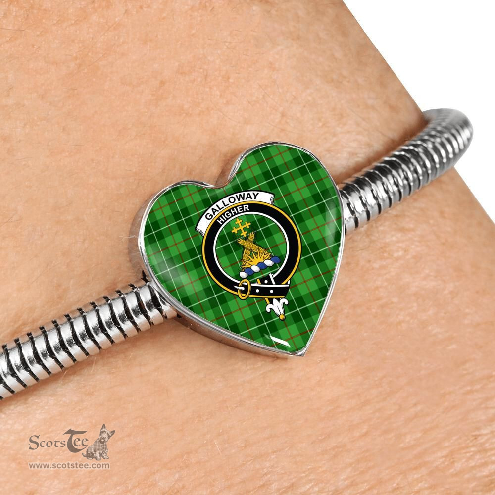 Scottish Galloway District Clan Tartan Bracelet - Heart Shape Pendant Scottish Plaid Tartan Plaid