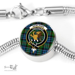 Scottish Newlands Clan Tartan Bracelet - Round Shape Pendant Scottish Plaid Tartan Plaid