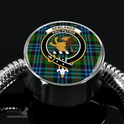 Scottish Newlands Clan Tartan Bracelet - Round Shape Pendant Scottish Plaid Tartan Plaid