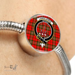 Scottish Langlands  Clan Tartan Bracelet - Round Shape Pendant Scottish Plaid Tartan Plaid