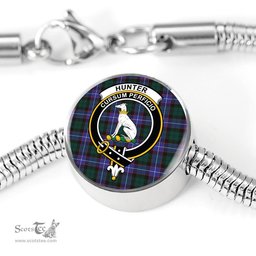 Scottish Hunter Modern Clan Tartan Bracelet - Round Shape Pendant Scottish Plaid Tartan Plaid