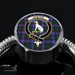 Scottish Hunter Modern Clan Tartan Bracelet - Round Shape Pendant Scottish Plaid Tartan Plaid