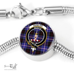 Scottish Dunlop Modern Clan Tartan Bracelet - Round Shape Pendant Scottish Plaid Tartan Plaid