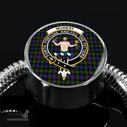 Scottish Murray Of Atholl Modern Clan Tartan Bracelet - Round Shape Pendant Scottish Plaid Tartan Plaid