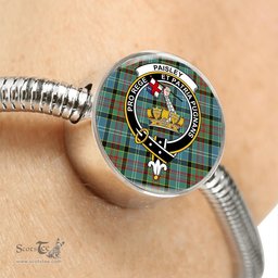 Scottish Paisley District Clan Tartan Bracelet - Round Shape Pendant Scottish Plaid Tartan Plaid