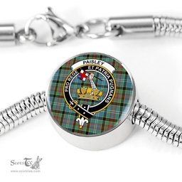 Scottish Paisley District Clan Tartan Bracelet - Round Shape Pendant Scottish Plaid Tartan Plaid