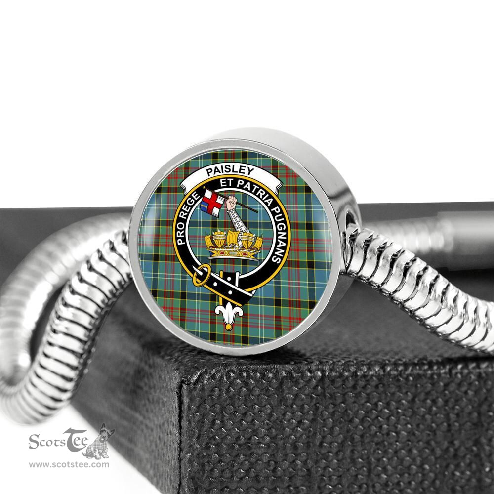 Scottish Paisley District Clan Tartan Bracelet - Round Shape Pendant Scottish Plaid Tartan Plaid