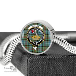 Scottish Paisley District Clan Tartan Bracelet - Round Shape Pendant Scottish Plaid Tartan Plaid