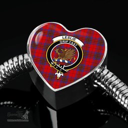 Scottish Leslie Modern Clan Tartan Bracelet - Heart Shape Pendant Scottish Plaid Tartan Plaid
