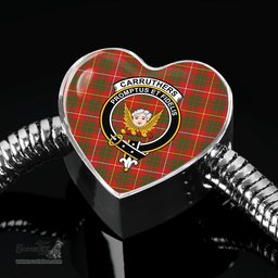 Scottish Carruthers Modern Clan Tartan Bracelet - Heart Shape Pendant Scottish Plaid Tartan Plaid