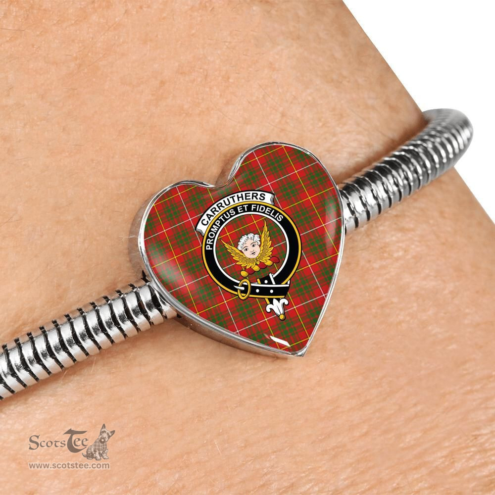 Scottish Carruthers Modern Clan Tartan Bracelet - Heart Shape Pendant Scottish Plaid Tartan Plaid