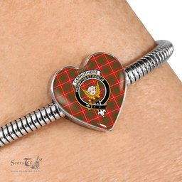 Scottish Carruthers Modern Clan Tartan Bracelet - Heart Shape Pendant Scottish Plaid Tartan Plaid