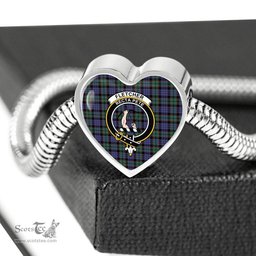 Scottish Fletcher Modern Clan Tartan Bracelet - Heart Shape Pendant Scottish Plaid Tartan Plaid