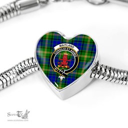 Scottish Maitland Clan Tartan Bracelet - Heart Shape Pendant Scottish Plaid Tartan Plaid