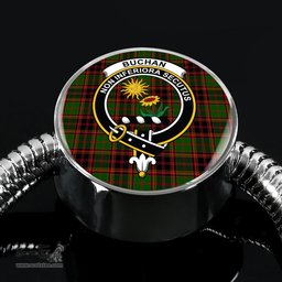 Scottish Buchan Modern Clan Tartan Bracelet - Round Shape Pendant Scottish Plaid Tartan Plaid