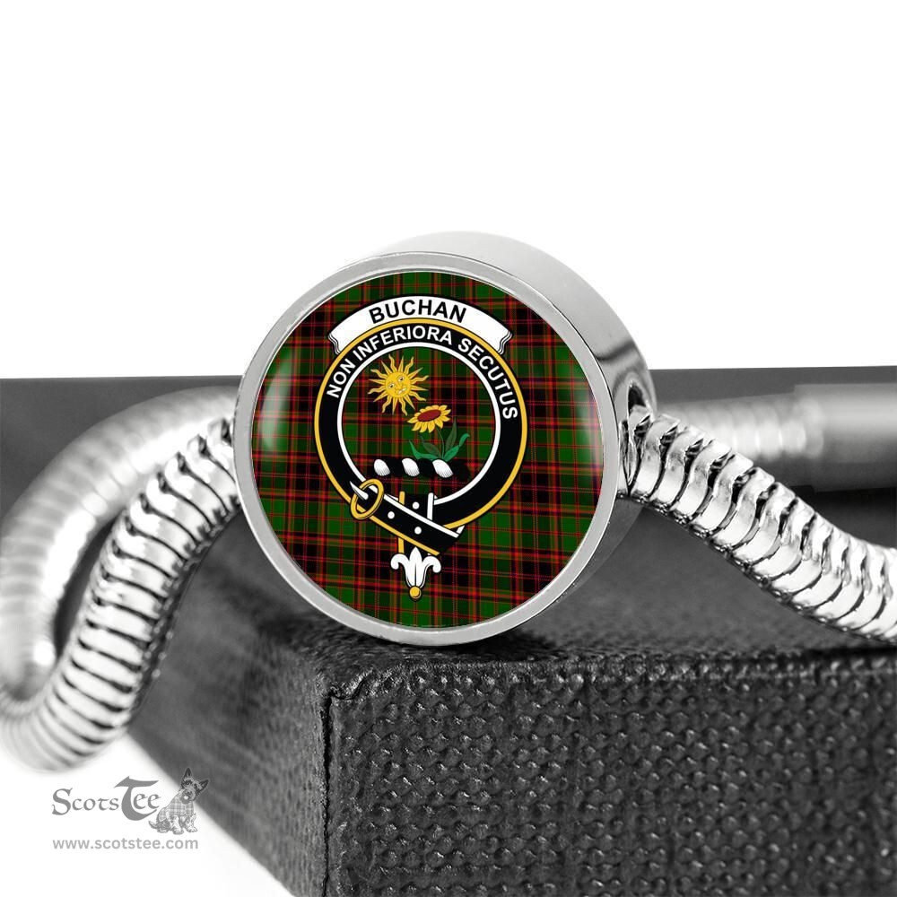 Scottish Buchan Modern Clan Tartan Bracelet - Round Shape Pendant Scottish Plaid Tartan Plaid