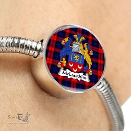 Scottish Mclaughlin Clan Tartan Bracelet - Round Shape Pendant Scottish Plaid Tartan Plaid