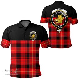 Scottish MacIver Modern Clan Tartan Polo Shirt - Golf Special Style Scottish Plaid Tartan Plaid