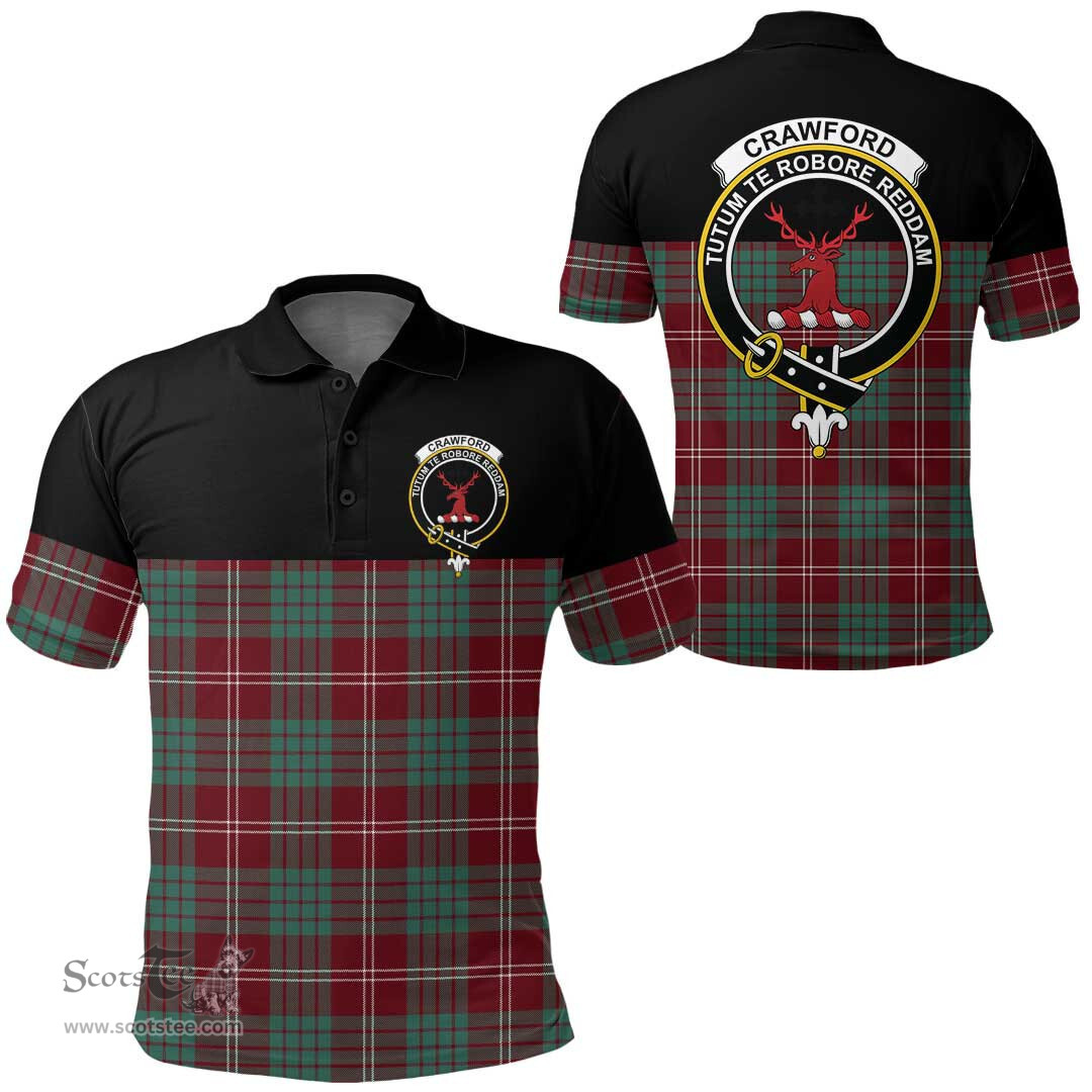 Scottish Crawford Modern Clan Tartan Polo Shirt - Golf Special Style Scottish Plaid Tartan Plaid