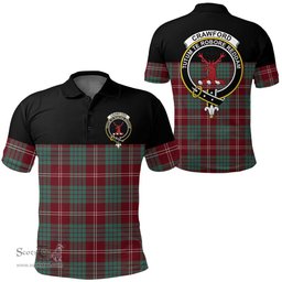 Scottish Crawford Modern Clan Tartan Polo Shirt - Golf Special Style Scottish Plaid Tartan Plaid