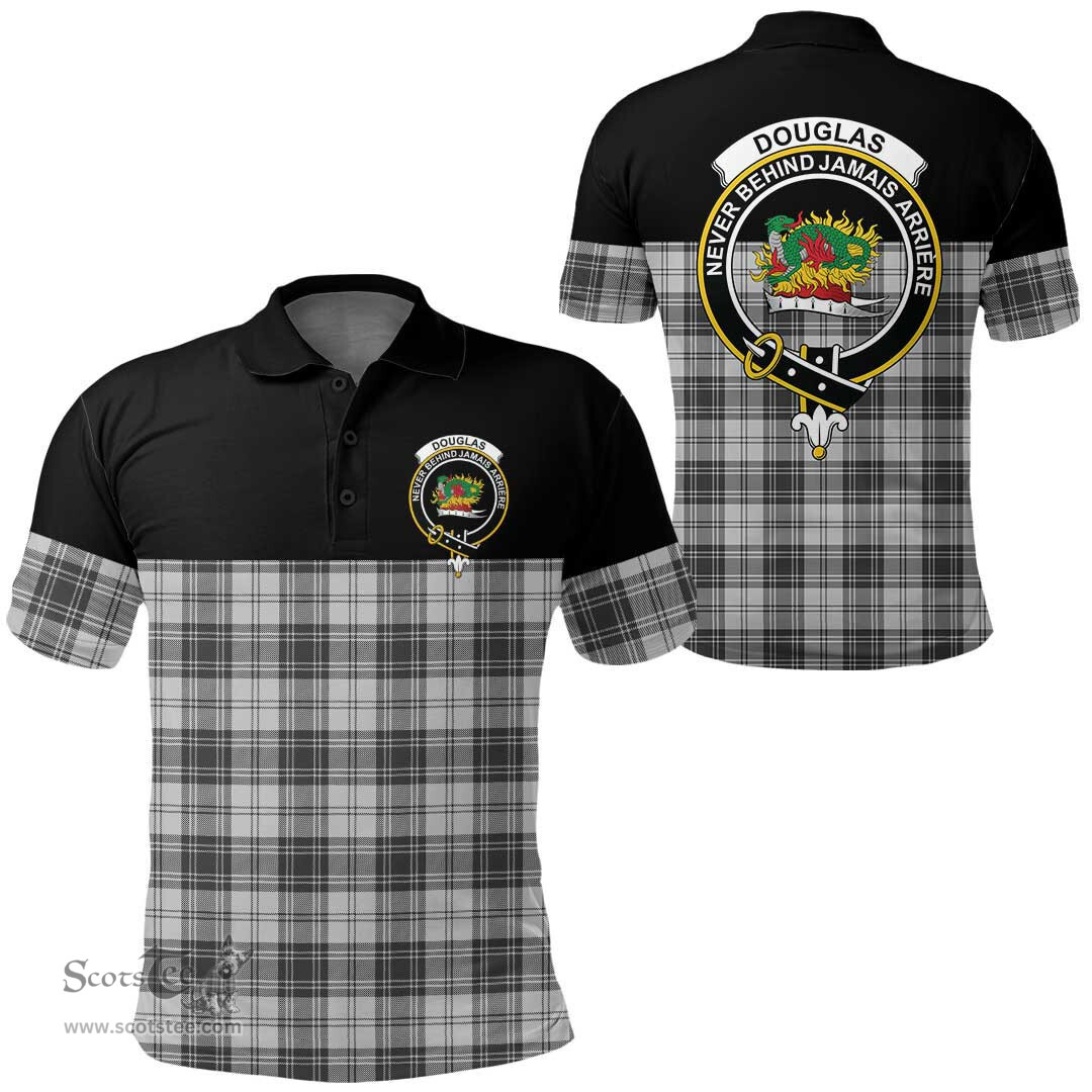 Scottish Douglas Grey Modern Clan Tartan Polo Shirt - Golf Special Style Scottish Plaid Tartan Plaid
