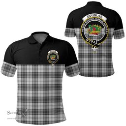Scottish Douglas Grey Modern Clan Tartan Polo Shirt - Golf Special Style Scottish Plaid Tartan Plaid