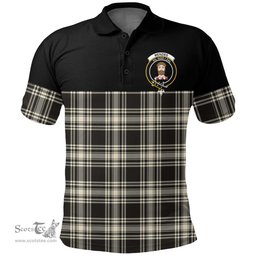 Scottish Menzies Black & White Ancient Clan Tartan Polo Shirt - Golf Special Style Scottish Plaid Tartan Plaid