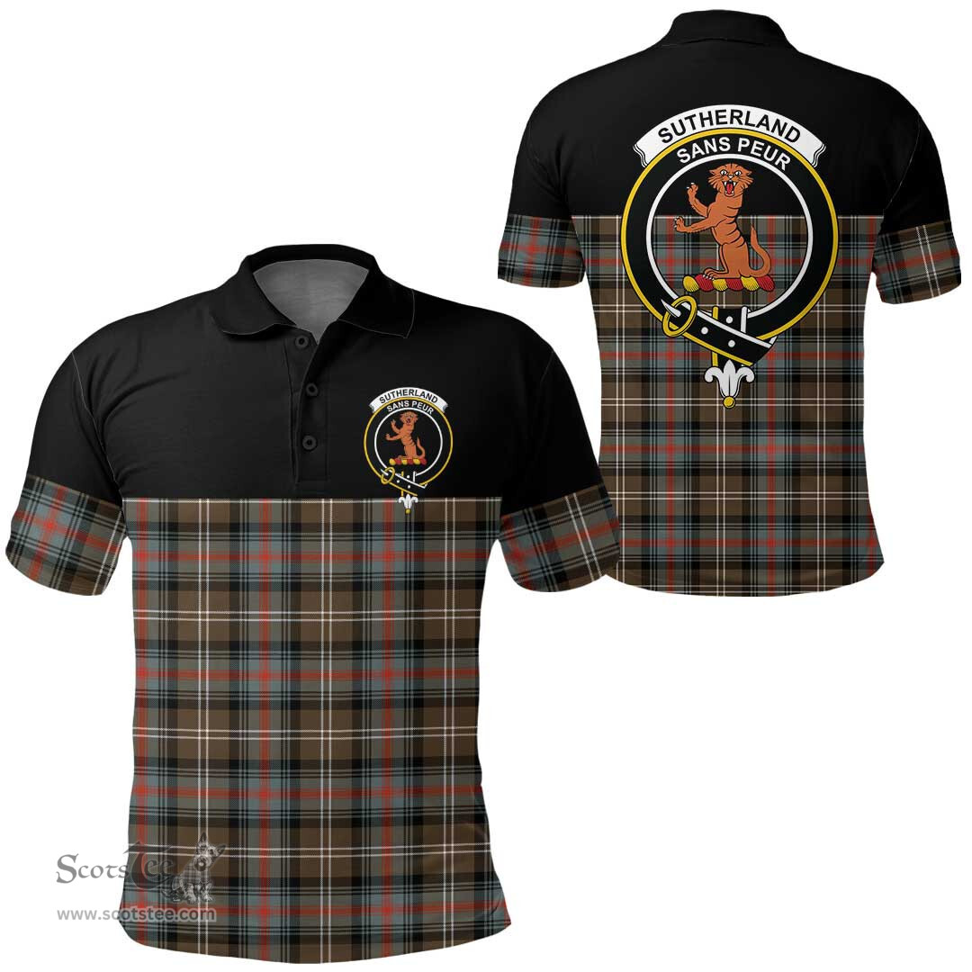 Scottish Sutherland Weathered Clan Tartan Polo Shirt - Golf Special Style Scottish Plaid Tartan Plaid