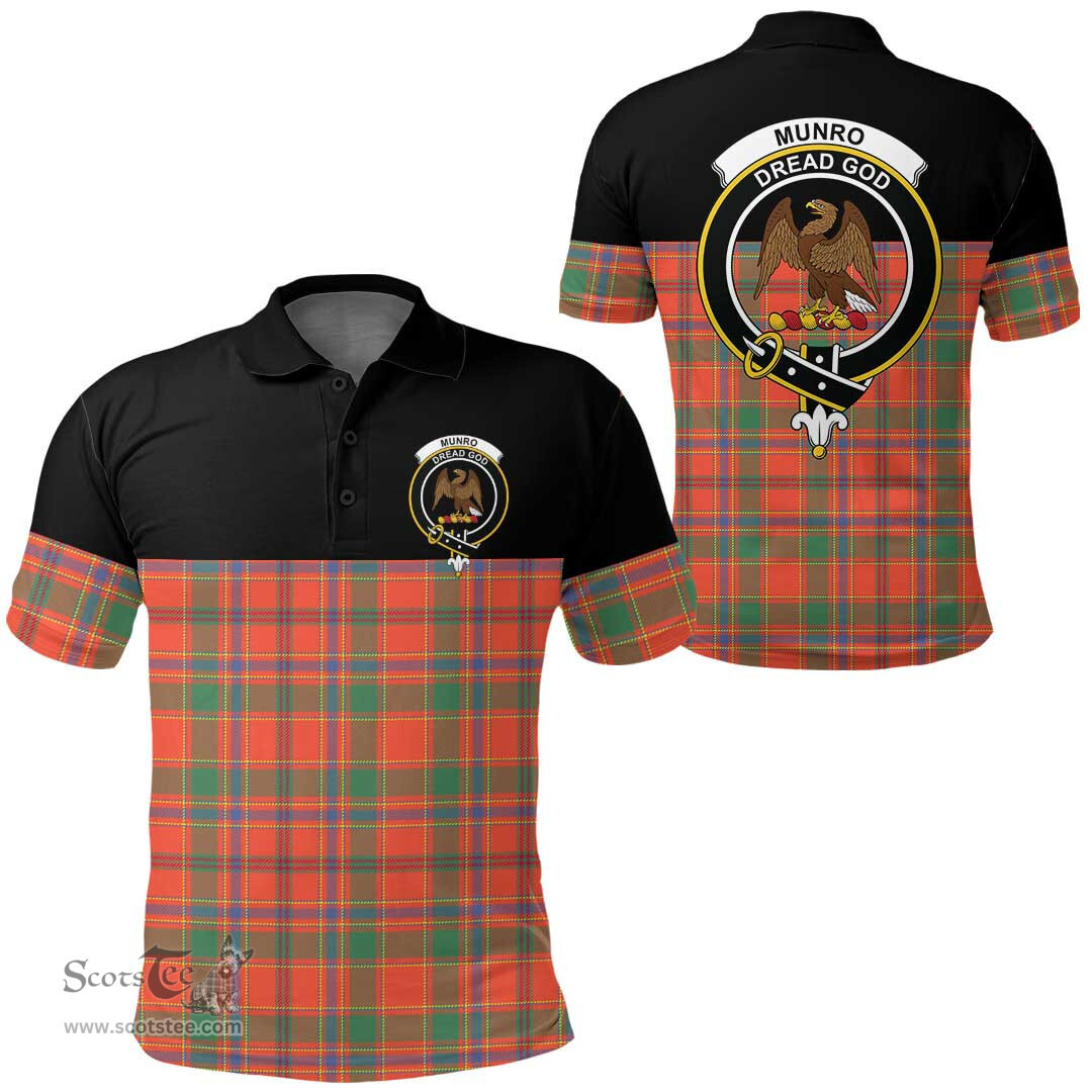 Scottish Munro Ancient Clan Tartan Polo Shirt - Golf Special Style Scottish Plaid Tartan Plaid