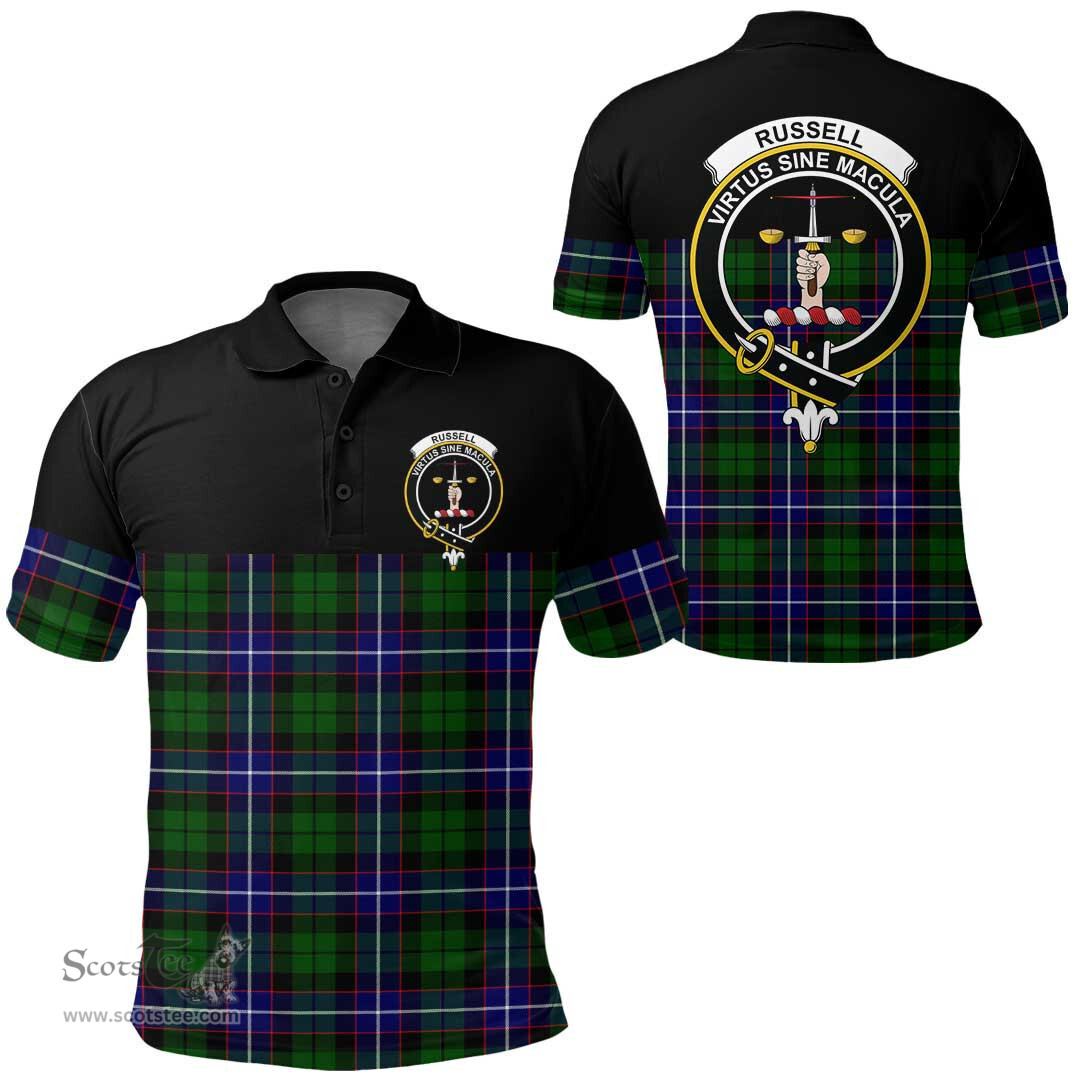 Scottish Russell Modern Clan Tartan Polo Shirt - Golf Special Style Scottish Plaid Tartan Plaid