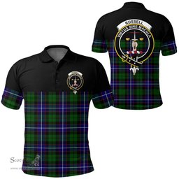 Scottish Russell Modern Clan Tartan Polo Shirt - Golf Special Style Scottish Plaid Tartan Plaid