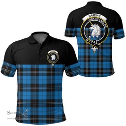 Scottish Ramsay Blue Ancient Clan Tartan Polo Shirt - Golf Special Style Scottish Plaid Tartan Plaid