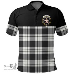 Scottish MacFarlane Black & White Clan Tartan Polo Shirt - Golf Special Style Scottish Plaid Tartan Plaid