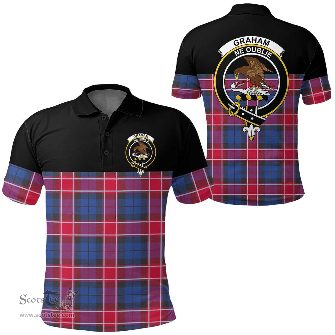 Scottish Graham of Menteith Red Clan Tartan Polo Shirt - Golf Special Style Scottish Plaid Tartan Plaid