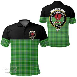 Scottish Currie Clan Tartan Polo Shirt - Golf Special Style Scottish Plaid Tartan Plaid