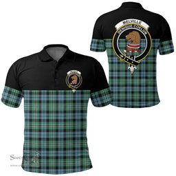 Scottish Melville Clan Tartan Polo Shirt - Golf Special Style Scottish Plaid Tartan Plaid