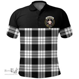 Scottish MacFarlane Black & White Ancient Clan Tartan Polo Shirt - Golf Special Style Scottish Plaid Tartan Plaid