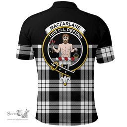 Scottish MacFarlane Black & White Ancient Clan Tartan Polo Shirt - Golf Special Style Scottish Plaid Tartan Plaid