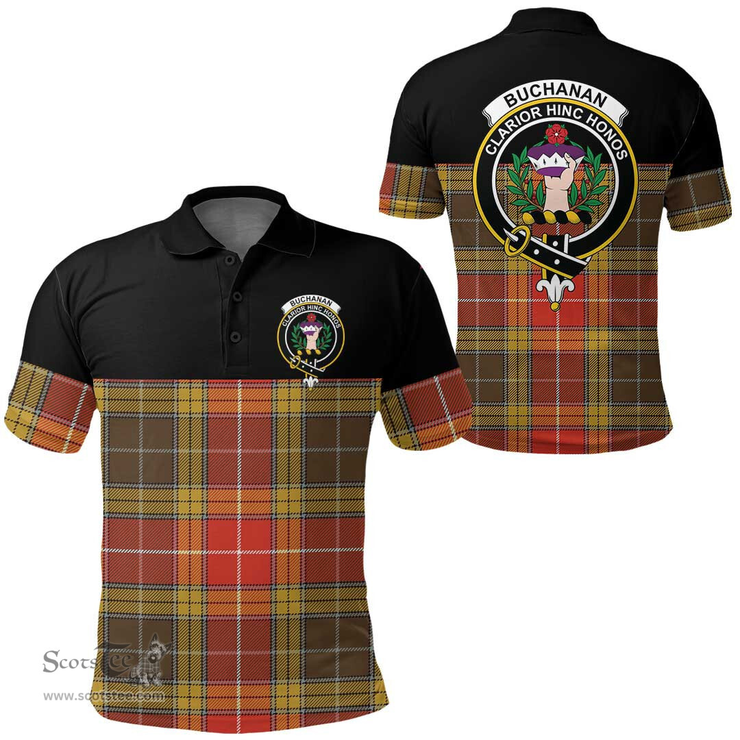 Scottish Buchanan Old Set Weathered Clan Tartan Polo Shirt - Golf Special Style Scottish Plaid Tartan Plaid