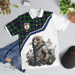 Scottish Sutherland I Clan Badge Tartan Warrior Lion Polo Shirt - Tartan Plaid Polo Shirt Scottish Plaid Tartan Plaid - ScotsTee - scotstee.com