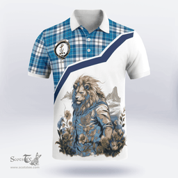 Scottish Roberton Clan Badge Tartan Warrior Lion Polo Shirt - Tartan Plaid Polo Shirt Scottish Plaid Tartan Plaid - ScotsTee - scotstee.com