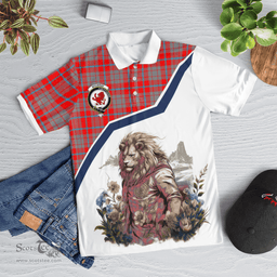 Scottish Moubray Clan Badge Tartan Warrior Lion Polo Shirt - Tartan Plaid Polo Shirt Scottish Plaid Tartan Plaid - ScotsTee - scotstee.com