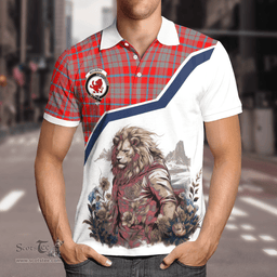 Scottish Moubray Clan Badge Tartan Warrior Lion Polo Shirt - Tartan Plaid Polo Shirt Scottish Plaid Tartan Plaid - ScotsTee - scotstee.com