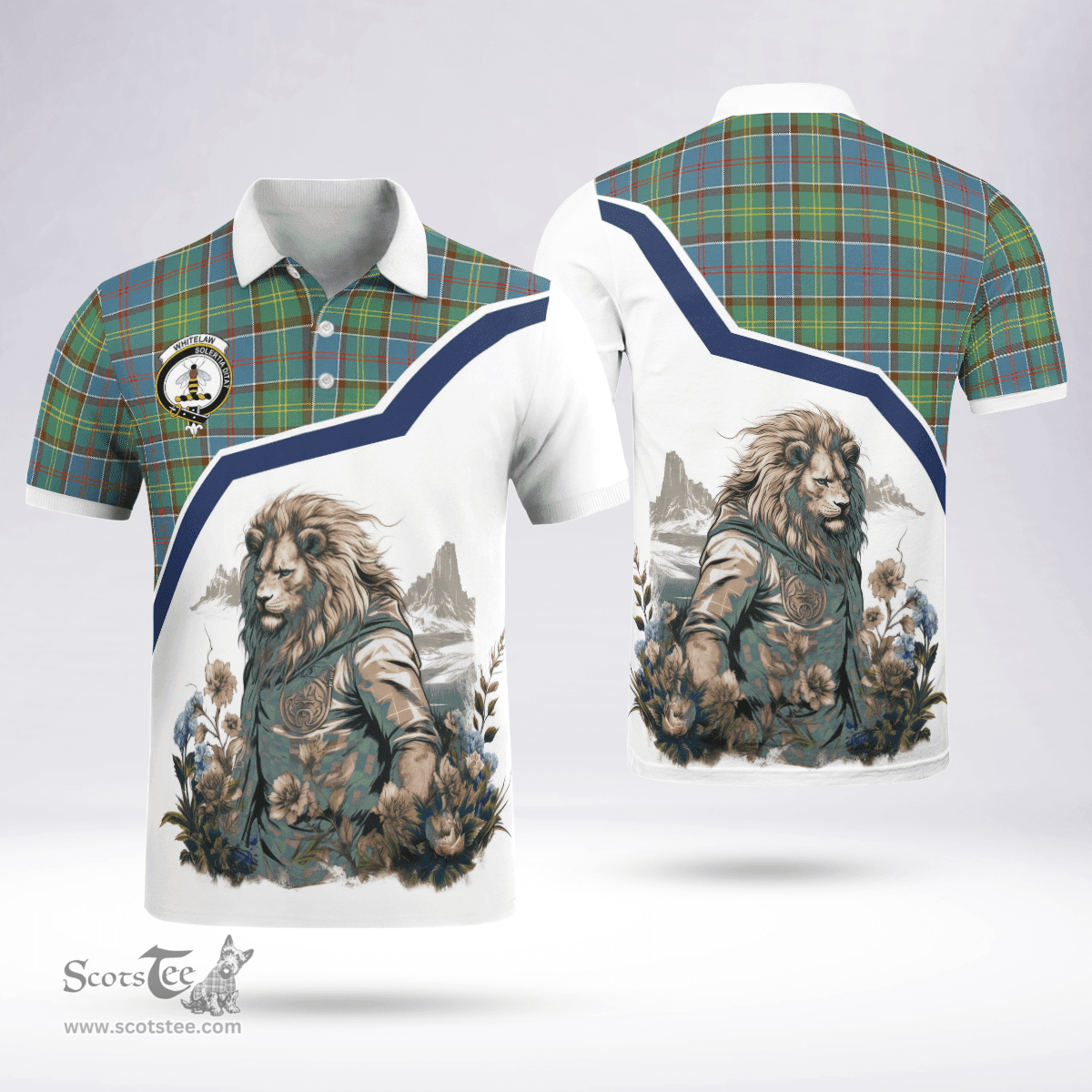Scottish Whitelaw Clan Badge Tartan Warrior Lion Polo Shirt - Tartan Plaid Polo Shirt Scottish Plaid Tartan Plaid - ScotsTee - scotstee.com