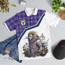 Scottish Ochterlony Clan Badge Tartan Warrior Lion Polo Shirt - Tartan Plaid Polo Shirt Scottish Plaid Tartan Plaid - ScotsTee - scotstee.com