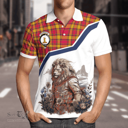 Scottish Scrymgeour Clan Badge Tartan Warrior Lion Polo Shirt - Tartan Plaid Polo Shirt Scottish Plaid Tartan Plaid - ScotsTee - scotstee.com