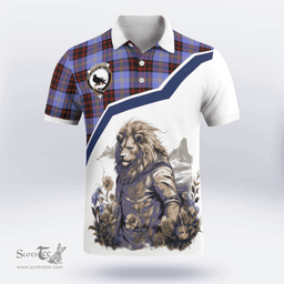 Scottish Rutherford Clan Badge Tartan Warrior Lion Polo Shirt - Tartan Plaid Polo Shirt Scottish Plaid Tartan Plaid - ScotsTee - scotstee.com